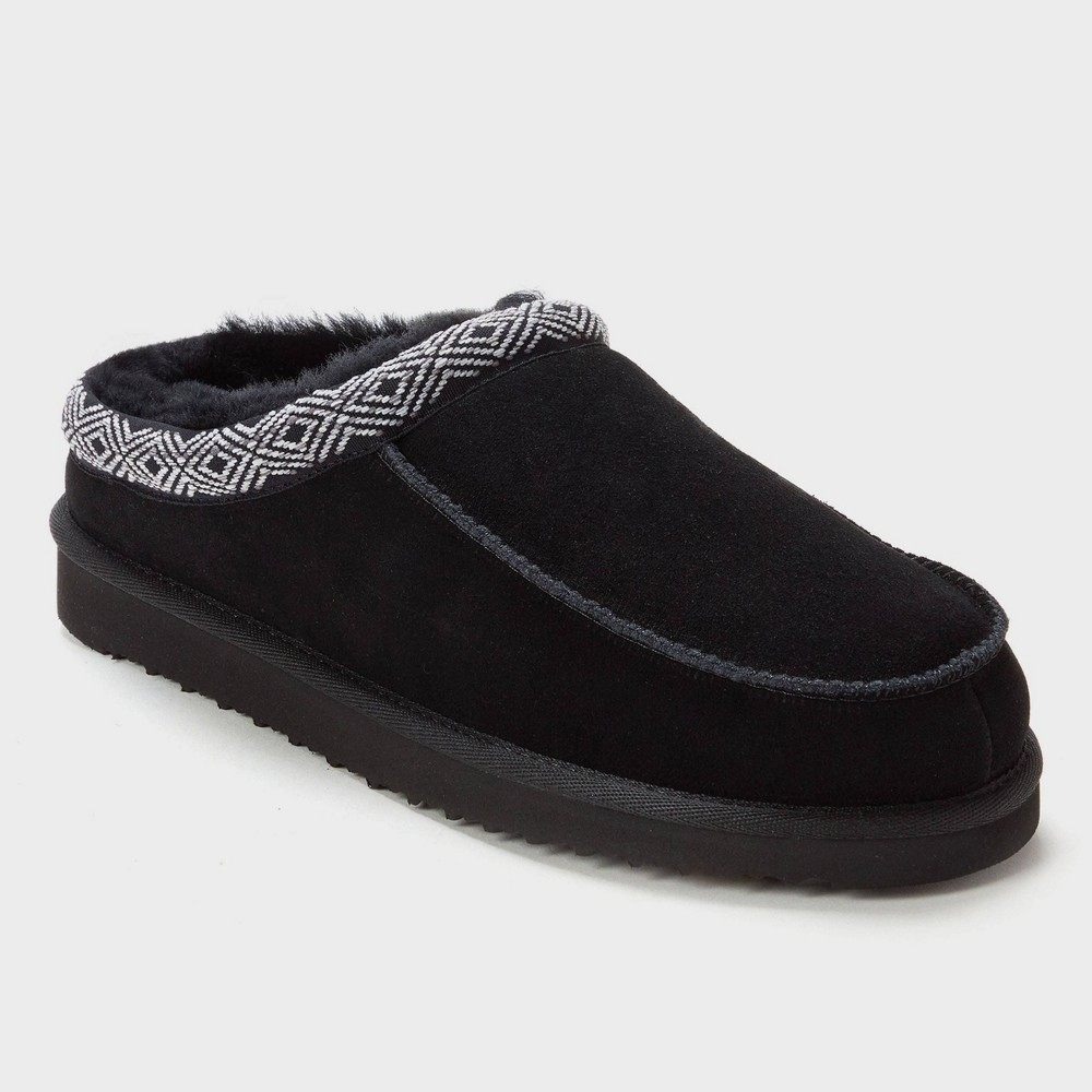 Men's Slippers by DLuxe Dearfoams Lith Shearling Black Size 8 New With Tags